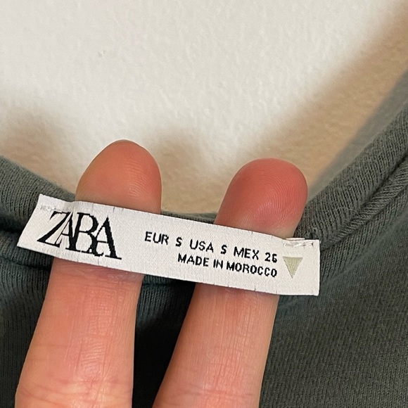 Zara fitted jumpsuit olive green size S sleeveless cotton blend - Picture 4 of 9